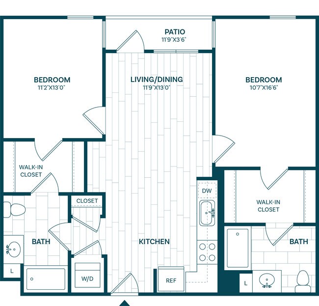 2 Bed/2 Bath-B1 216 floor plan